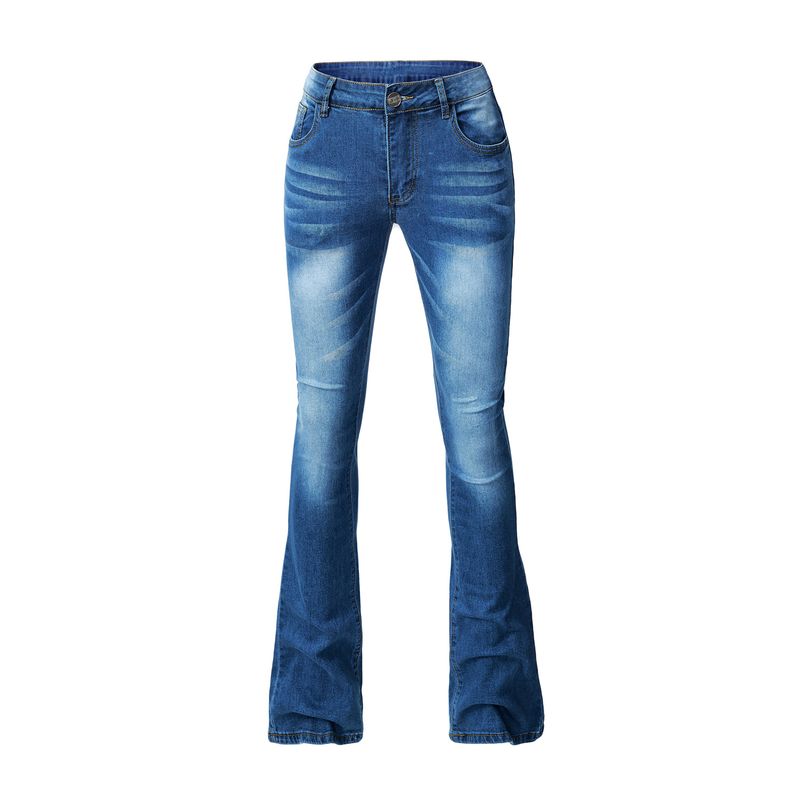 Abbigliamento Donna Jeans Pantaloni Stretti Elastici Nappa Svasati Pantaloni Jeans Tinta Unita_voghion.com