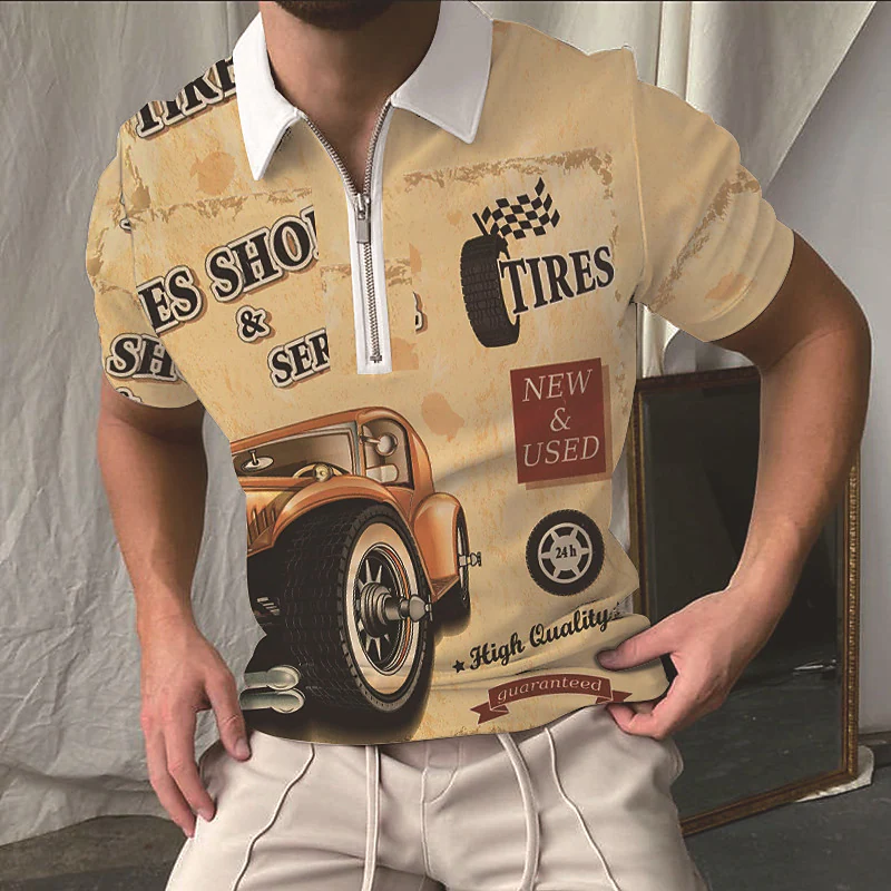 Summer Quick-drying lapel polo Shirt 2023 Men's 3D printed short-sleeved T-shirt polyester street top_voghion.com