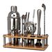 Ensemble de 17 outils de bar à cocktails avec support en bambou et acrylique, shaker et paille_voghion.com