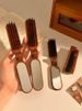 Folding Boar Bristle Comb With Mirror Integrated Portable Travel Massage Comb Women's Bangs Fluffy Hair Comb_voghion.com