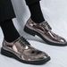 Shiny Brogue British Style Smooth Men Silver Sequin Leather Men's Stylish Shoes Gold_voghion.com
