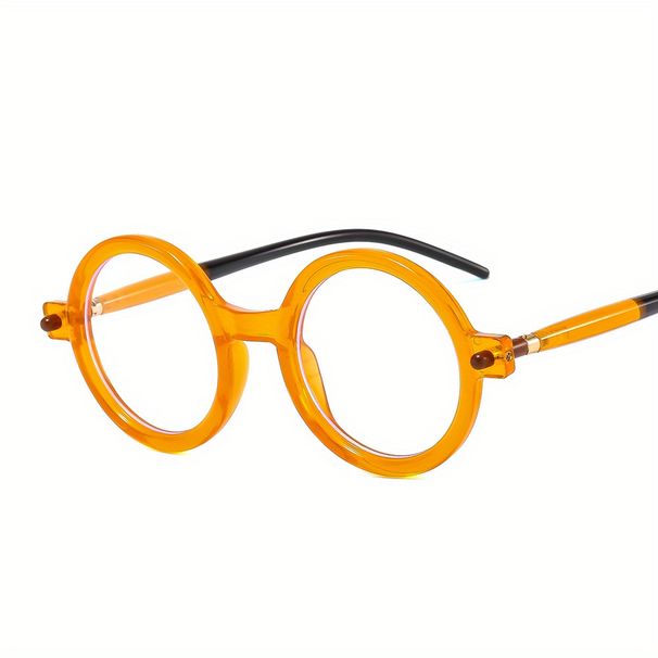 Vyriški apvalaus rėmo plokščio lęšio madingi mišrių spalvų kompiuteriniai akiniai vintažiniai dekoratyviniai akiniai_voghion.com