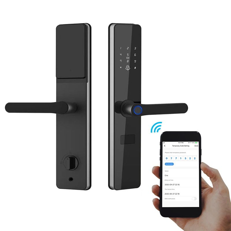 Serrure intelligente à empreinte digitale, version WIFI, ouverture à une poignée, reconnaissance d'empreintes digitales en direct, cylindre de verrouillage de niveau C, alarme antivol, poussée_voghion.com