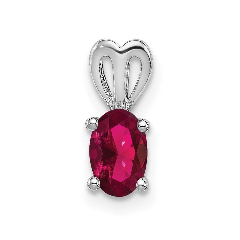 Sterling Silver Rhodium-plated Created Ruby Pendant_voghion.com