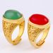 Anello da uomo placcato oro con fiamma viva, ovale grande, rosso e verde, con sabbia dominante, trasmissione dal vivo, in vendita_voghion.com