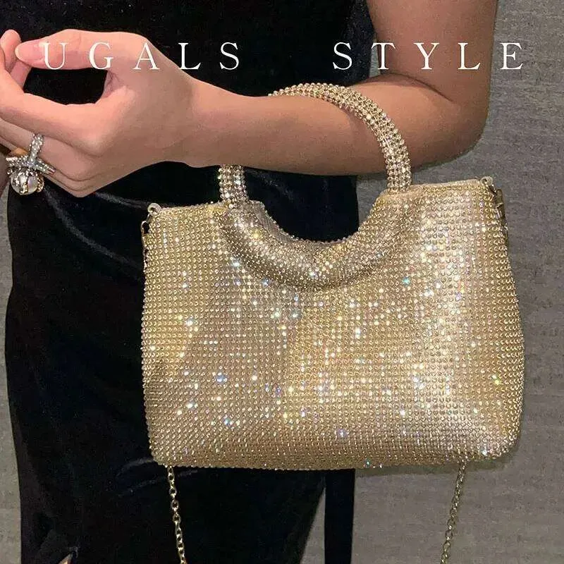 Bags Rhinestone Handbag Evening Purses Hobo Designer Shoulder Shiny Crystal Clutch Purse Bucket Bag_voghion.com