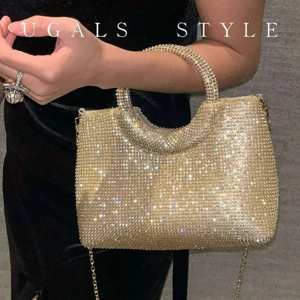 Bags Rhinestone Handbag Evening Purses Hobo Designer Shoulder Shiny Crystal Clutch Purse Bucket Bag_voghion.com