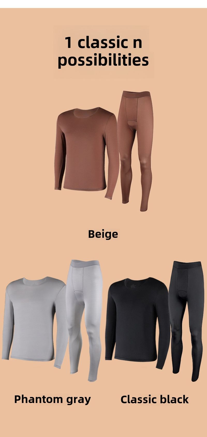 Men's Skin Nourishing Insulated Undergarment Suit for Autumn and Winter Bodystocking_voghion.com