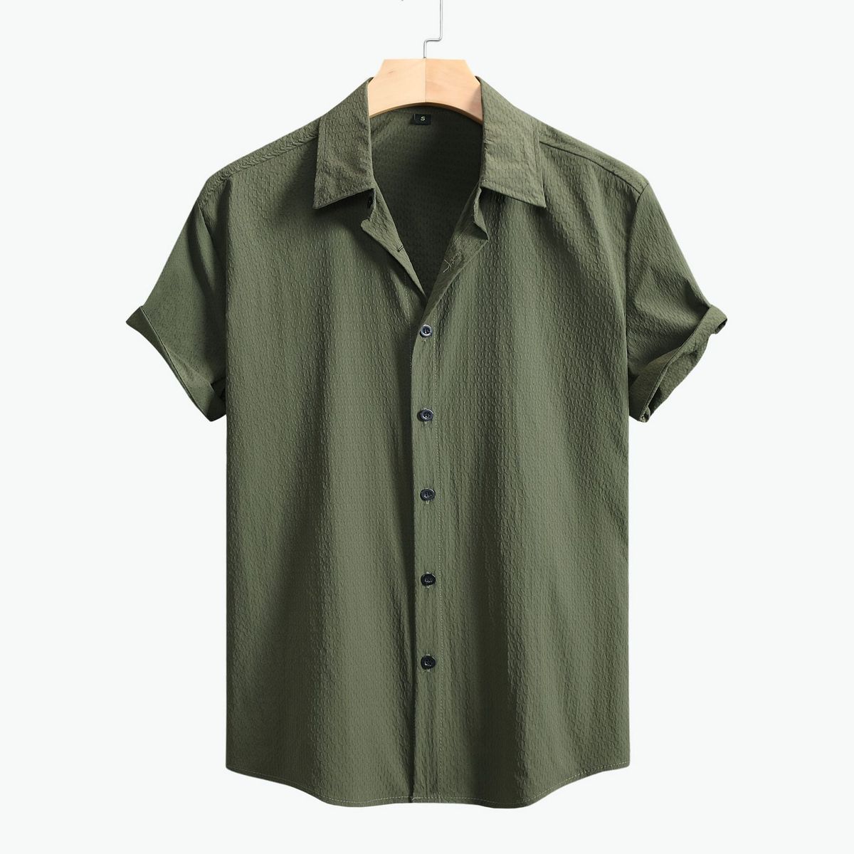 Camicia casual retrò a maniche corte e larghe da uomo_voghion.com