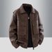 Erkek Vintage Biker Ceket - Çift Düğmeli Tasarımlı Retro PU Deri Mont_voghion.com