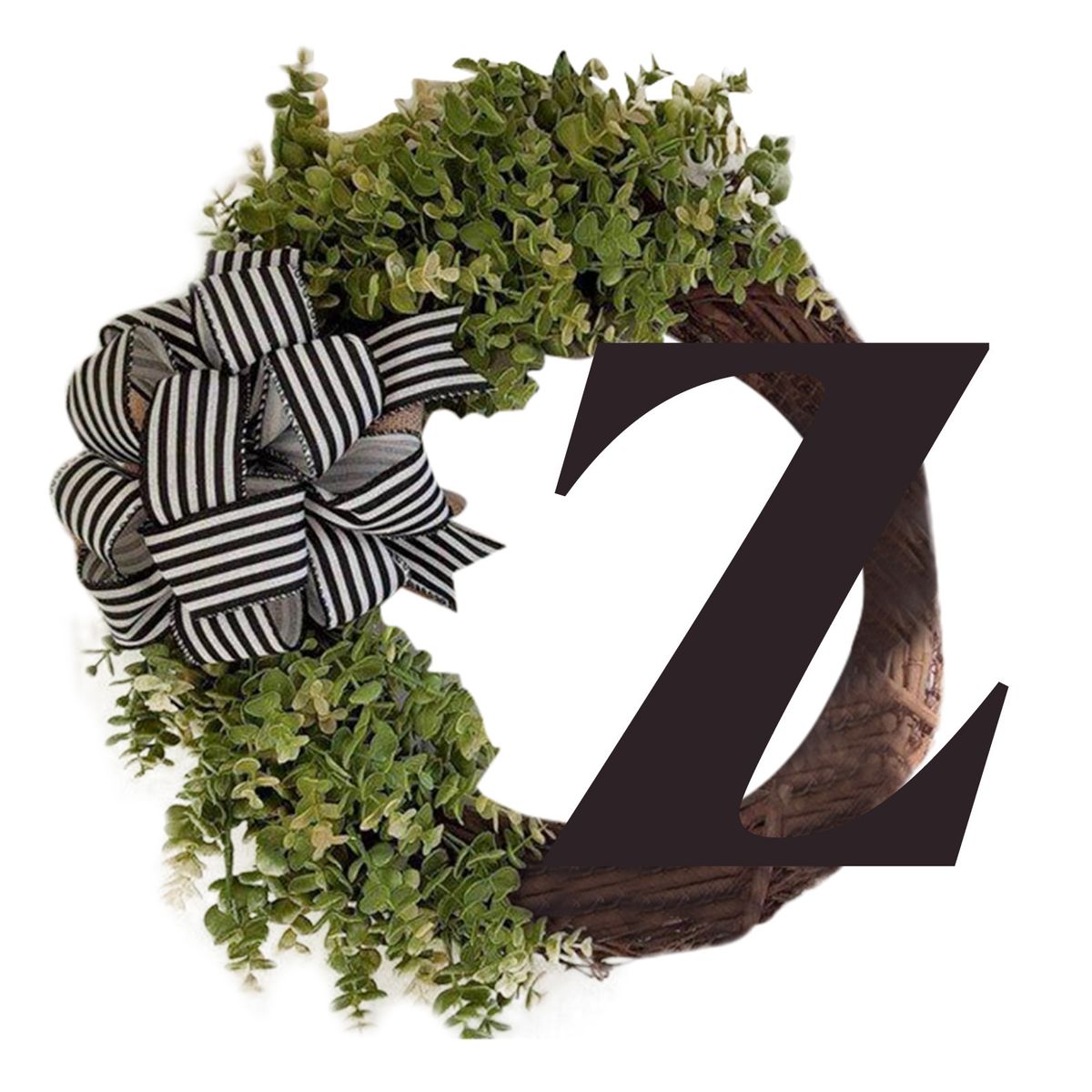 Nowa ozdoba wisząca na drzwiach domu z motywem w kształcie wianka z kokardą i literą Z_voghion.com