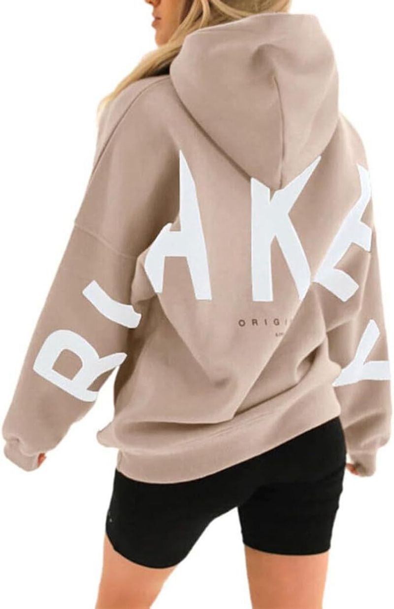 Women's Clothing New Cross Border Fashion Printing Thickened Versatile Long Sleeve Loose Hooded Sweater Women_voghion.com
