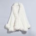 Luxury Knitted Cape Shawl With Faux Fox Fur Collar - Elegant Women's Outerwear For Winter & Spring_voghion.com