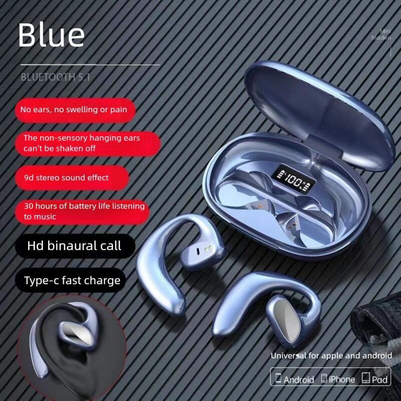Bone Conduction Open-Ear Hook Wireless Sports Headphones Supporting HiFi Stereo, Waterproofing And Noise Reduction Functions_voghion.com
