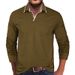 Men's t-shirt v-neck solid color polo shirt long-sleeved top_voghion.com