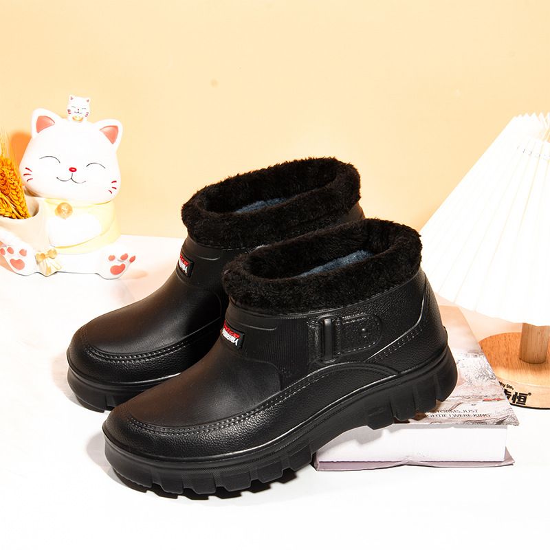Waterproof cotton boots rain shoes velvet medium tube cotton shoes men's outdoor winter men's shoes cotton shoes snow boots men's casual shoes_voghion.com