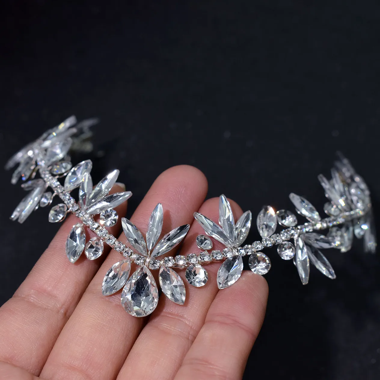 Bridal Necklace Headdress Handmade Rhinestone Wedding Dress Hair Accessories Styling Soft Headband Hairband Pendant_voghion.com