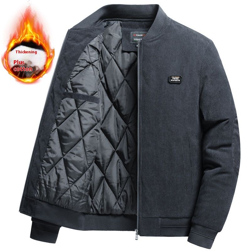 Cotton for men, baseball jacket, cotton with thick fleece, men's top jacket M-6XL_voghion.com