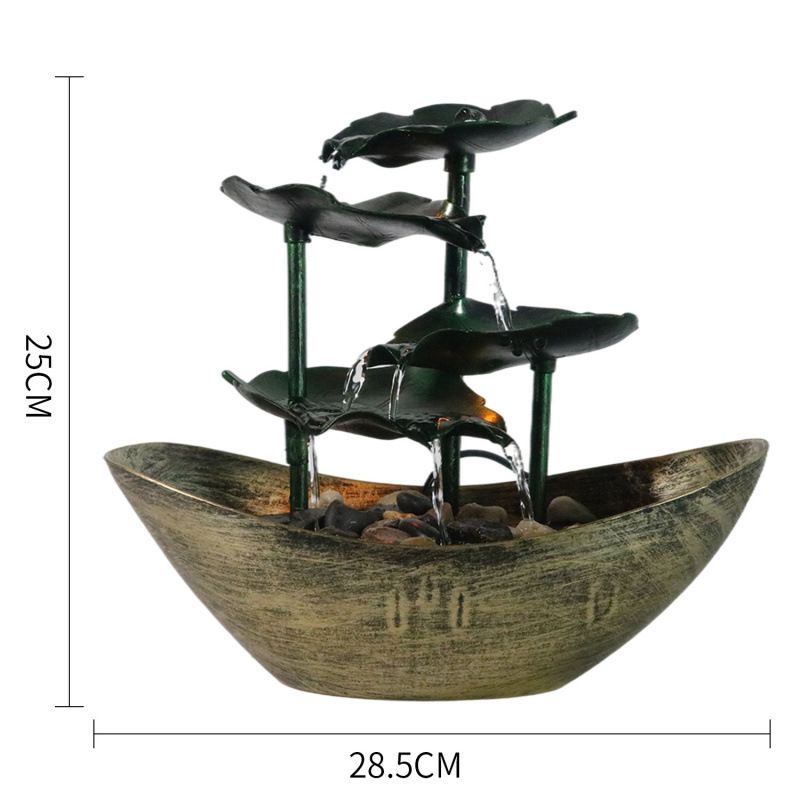 Lampada da scrivania Zen Fountain - Decorazione a cascata a LED alimentata tramite USB con ciclo di flusso, luce Feng Shui per la ricchezza e il relax per casa/ufficio_voghion.com