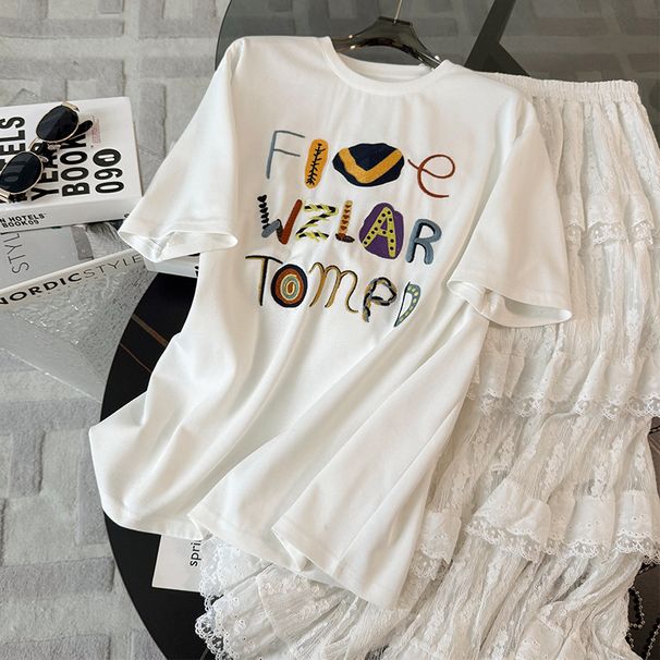 Damenbekleidung Lässige Modeanzüge für Frauen Sommer Neuer Stil Netz Rot Rundhalsausschnitt Briefdruck Kurzarm Spitze Langer Rock Zweiteiliger Anzug_voghion.com