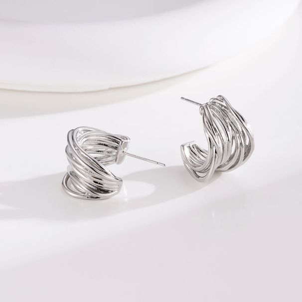 Damenschmuck C-förmige Ohrringe Modisches Design Kupferbeschichtete Echtgoldohrringe Nischenpersönlichkeit Vielseitige Goldohrringe_voghion.com