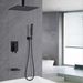 Matte Black 12 inches Rain Shower Faucet Sets with Waterfall Tub Spout and Handheld Shower Head_voghion.com