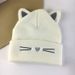 Autumn And Winter Cute Embroidered Knitted For Women Outdoor Warm Protection Cat Ear Wool Head Wrap Cold Hat_voghion.com
