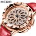 MEGIR Women's Fashion Watch With Rhinestones & Luminous Hands - Waterproof Quartz Watch For Casual Wear (White/Red)_voghion.com