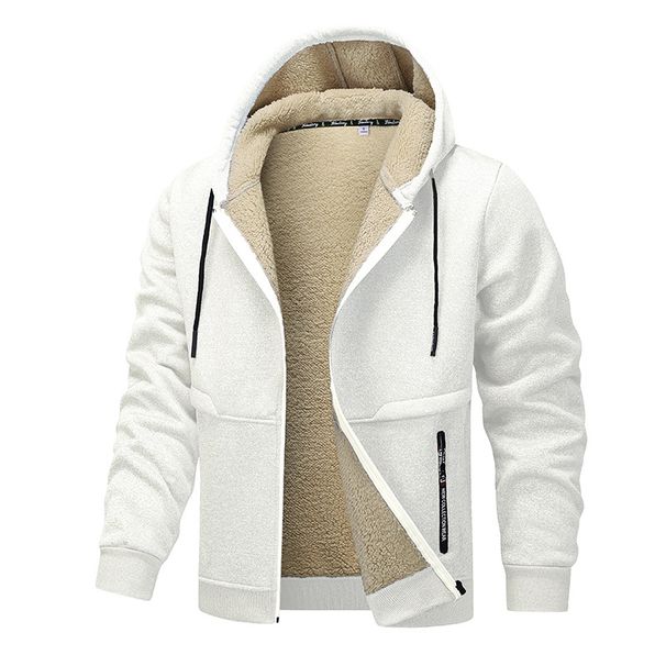 Autumn/Winter Oversized Thickened Shearling-Lined Warm Jacket Simple Casual Hoodie Workwear Jacket_voghion.com