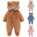 Mother & Kids Baby Winter Outfit Fleece-Lined Hooded Romper For Newborns & Infants (0-12M) - Soft Unisex Jumpsuit With Snap Buttons, A-Class Safety_voghion.com