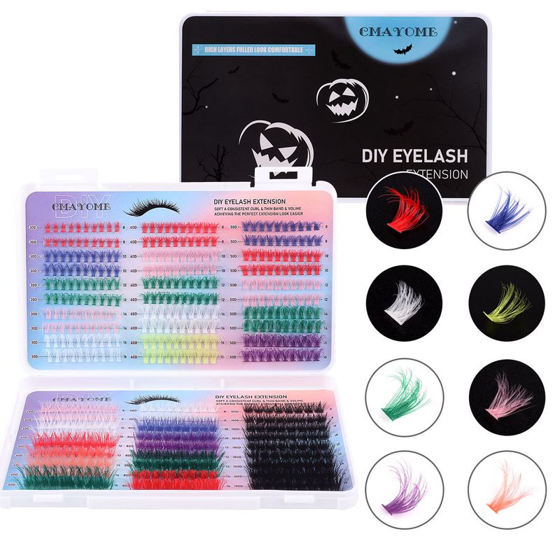 Colorful Segmented False Eyelashes Extension Set Single - Cluster Fluffy Lashes For DIY Halloween - Style Create Stunning And Unique Eye Makeup_voghion.com