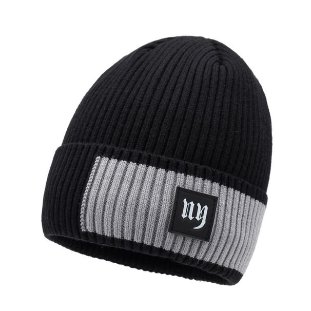 Letter Color Blocked For Men, New Winter Warm And Windproof Woolen Outdoor Cycling Knitted Hat, Cold Hat_voghion.com