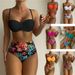 Dammekleeder Bikini mat Bedrécktem Héichtaille Split Badekostüm Frae-Tube-Top-Bikini_voghion.com