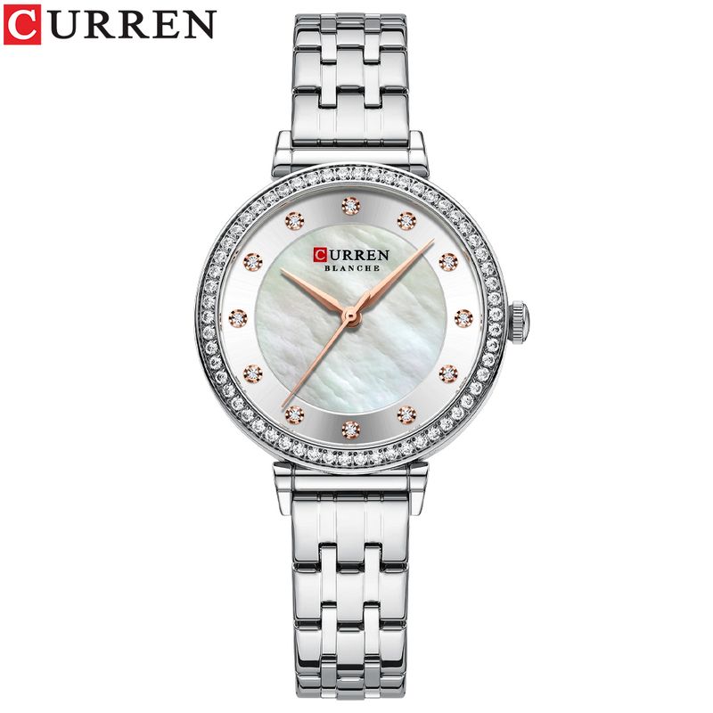 CURREN Top Brand Ladies Simple Fashion Quartz Watch Stainless Steel Classic Elegant Diamond Waterproof Ladies Watch_voghion.com