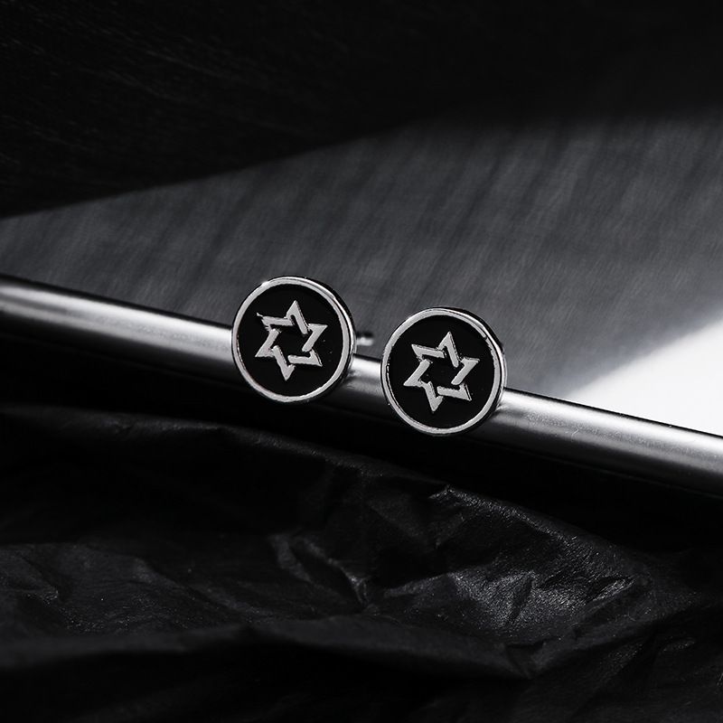 Altı Köşeli Yıldız Küpeler Erkek, Trend Ins Stili, Şık ve Benzersiz Üst Düzey Küpeler, Tek Parça, 2025 İçin Yeni_voghion.com