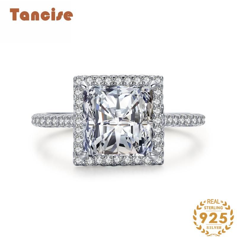 Tancise Anello in argento con zirconi classici Gioielli da donna Promessa di nozze Regalo per feste_voghion.com