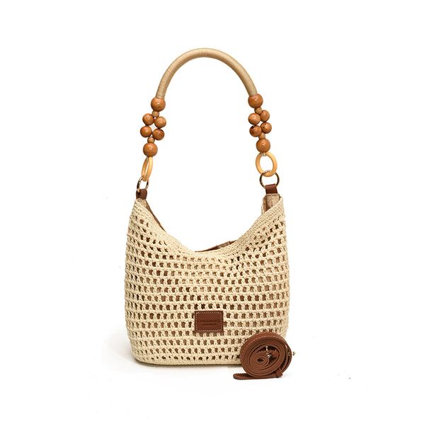 Borsa a tracolla intrecciata a mano di grande capacità, borsa estiva da spiaggia per donna 2025_voghion.com