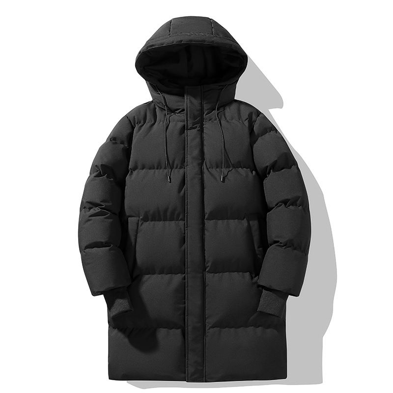 Piumino oversize da uomo - Cappotto streetwear con cappuccio e fodera in pile (nero/crema, S-2XL)_voghion.com