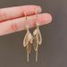 Women's Earrings long tassel leaf earrings super fairy light luxury high-end temperament autumn and winter ear hooks_voghion.com