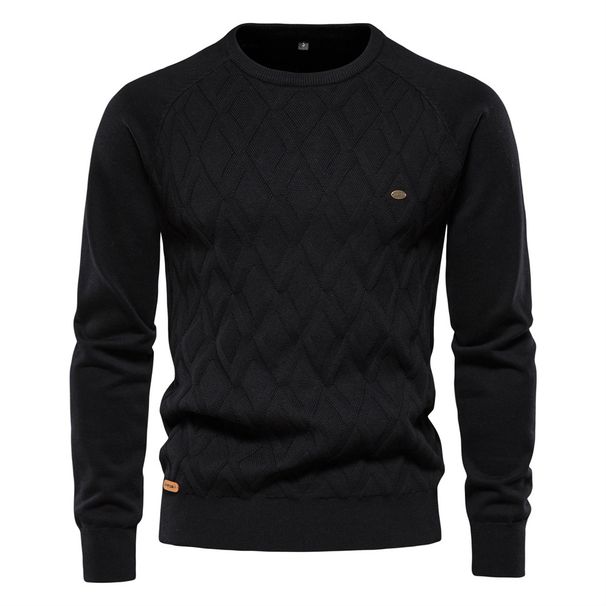 Man's clothing Men's cotton sweater Men's sweater pullover solid color sweater for men_voghion.com