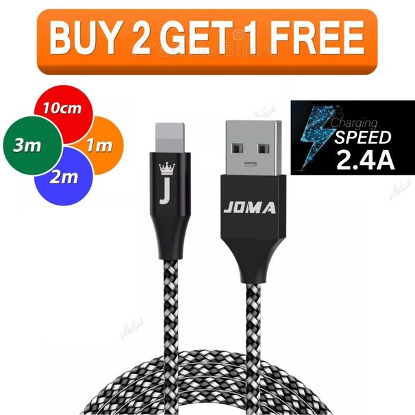 Câble de charge rapide USB tressé robuste et long pour iPhone 14, 13, 12, 11, X, 7, 8_voghion.com