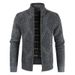 Men's slim fit stand up collar, thickened velvet geometric shape knitted sweater, plus size cardigan jacket_voghion.com