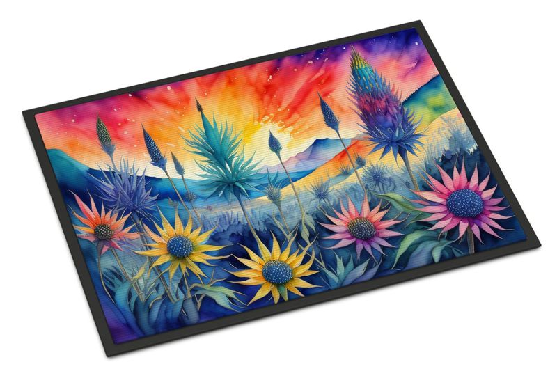Eryngium In Color Doormat Front Door Mat Indoor Outdoor Rugs For Entryway, Non Slip Washable Low Pile, 24H X 36W_voghion.com