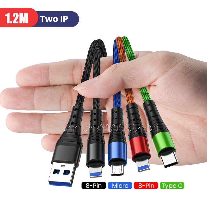 4 1-es USB C típusú töltőkábel iPhone 13 12 11 Pro készülékhez 3 az 1-ben 2 az 1-ben USB töltőkábel Micro USB kábel Huawei készülékhez_voghion.com
