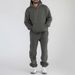 Men's Winter Tracksuits Set Solid Color Fleece Long Sleeve Sweatsuit Set Hoodies And Pants Running Sports Suits_voghion.com