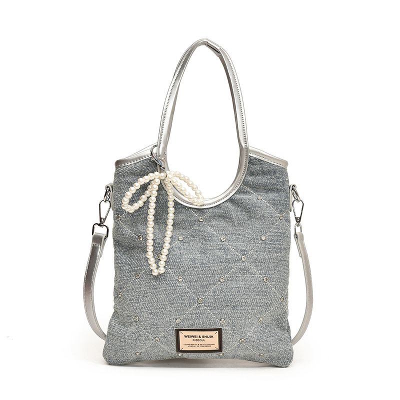 Sac carré en denim à la mode pour femmes, nouveau sac à bandoulière simple, sac messager haut de gamme, été 2024_voghion.com