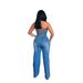 Women's Clothing Tube Top One Shoulder Slim Straight Wide Leg Denim Jumpsuit_voghion.com