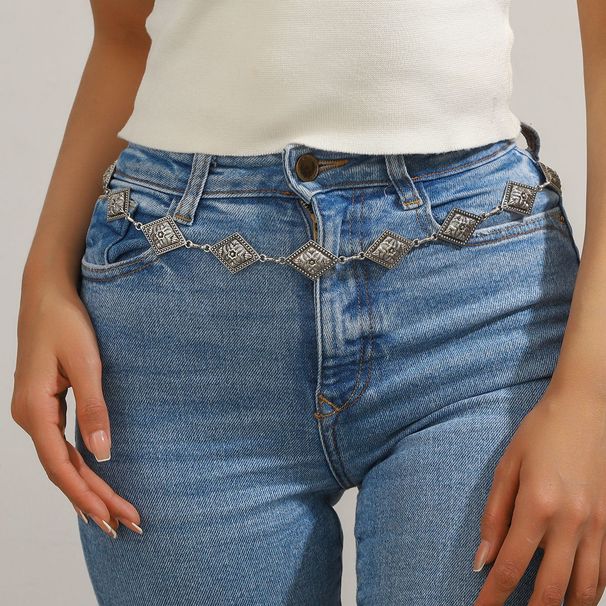 Neue Damenmode Taillenkette Mode Lässig Retro Silber Geschnitzter Metallschmuck Ethno-Stil Dünne Taillenkette_voghion.com