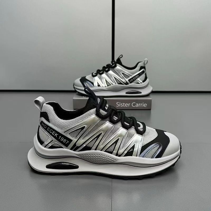 New Fly-woven Mesh Men's Sports Fashionable Breathable Versatile Soft-soled Dad Color Matching Trendy Casual Shoes_voghion.com