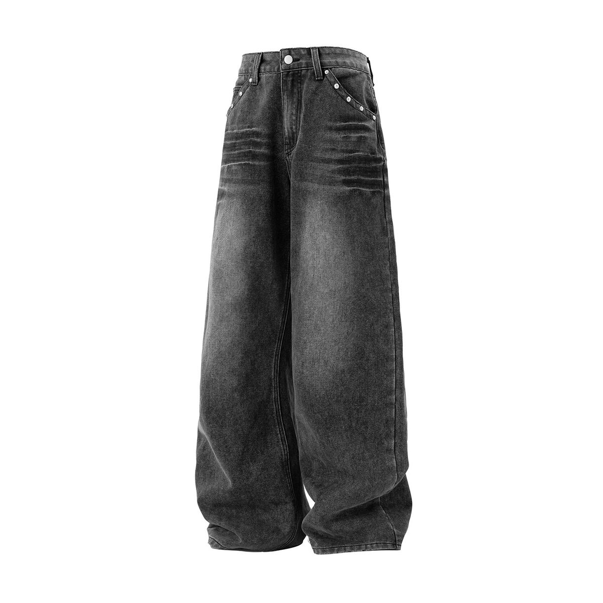 Herrenbekleidung Lightning Cat Whisker Washed Distressed Jeans für Herren Herbst Trendy Retro Rivet Straight Pants Amerikanische Freizeithose_voghion.com